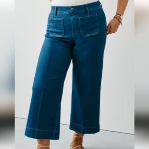 SPANX EVERYWHERE WIDE LEG DENIM JEANS. PATCH POCKET SZ LARGE Cropped